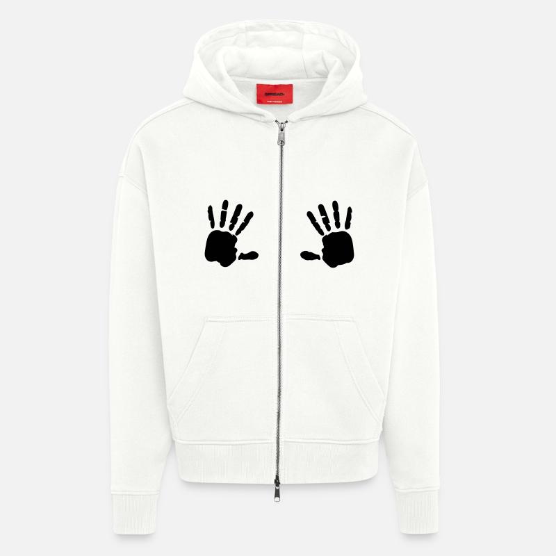 Handprint seins 1c du sein - Veste à capuche bio épaisse oversize fabriqué en UE - OFF WHITE