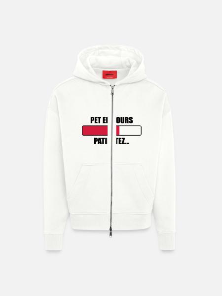 Pet en cours Patientez... - Veste à capuche bio épaisse oversize fabriqué en UE - OFF WHITE
