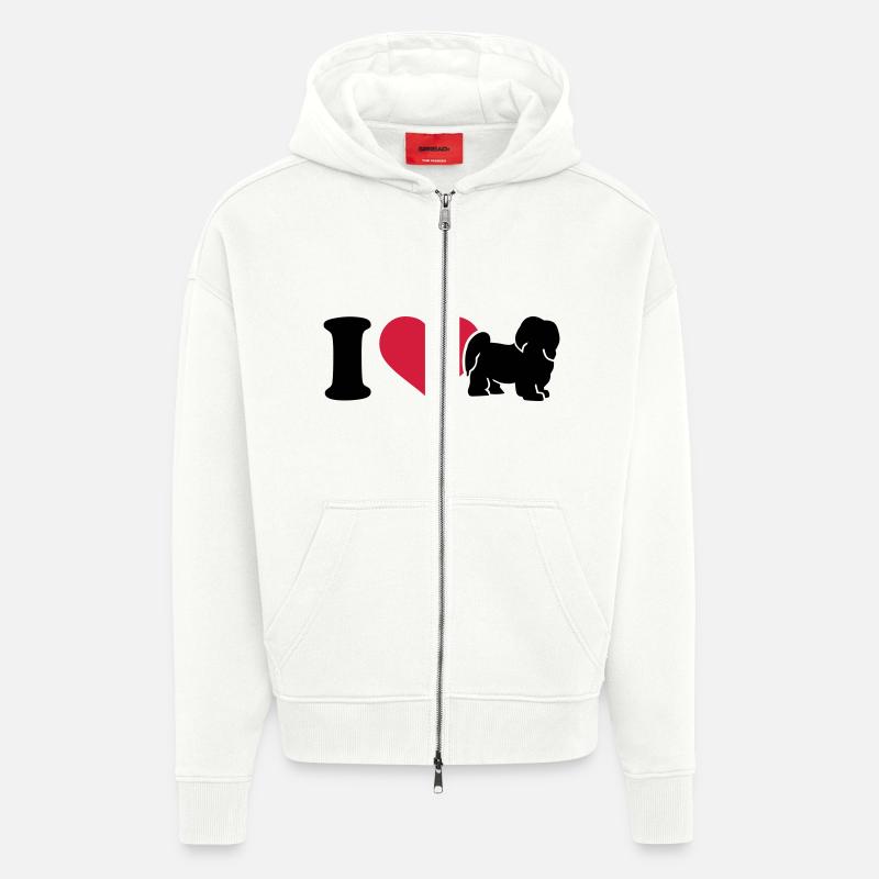 I love Havanese - Veste à capuche bio épaisse oversize fabriqué en UE - OFF WHITE