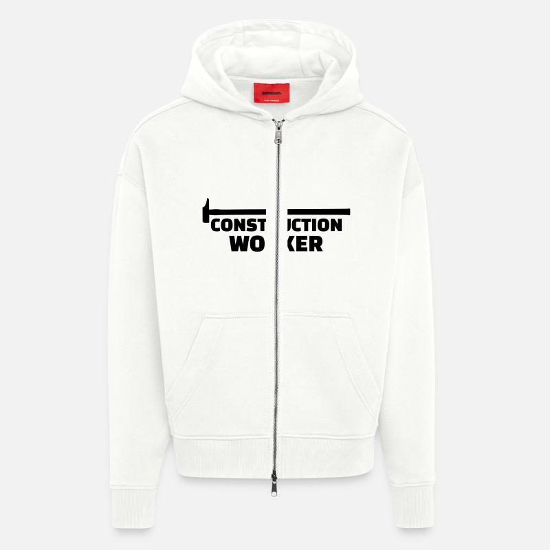 Construction worker - Veste à capuche bio épaisse oversize fabriqué en UE - OFF WHITE