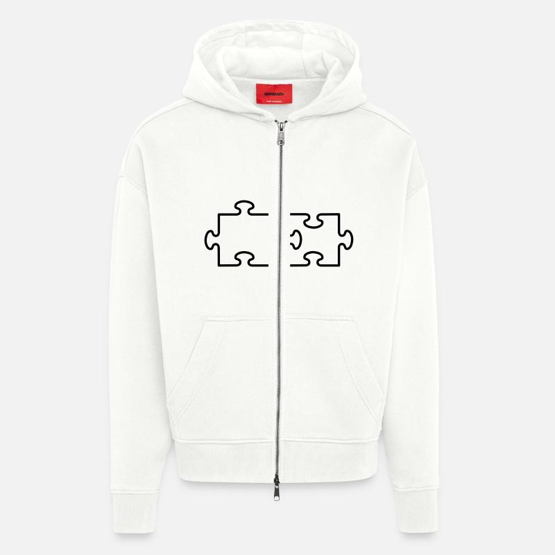 2 Puzzle Teile - Veste à capuche bio épaisse oversize fabriqué en UE - OFF WHITE