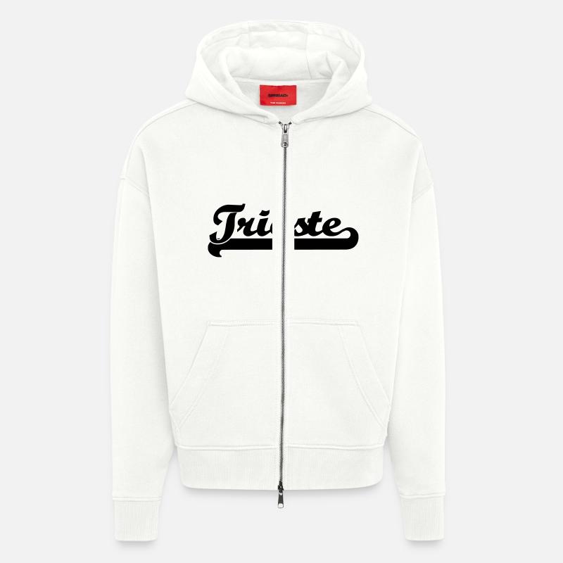 écrit de Trieste - Veste à capuche bio épaisse oversize fabriqué en UE - OFF WHITE