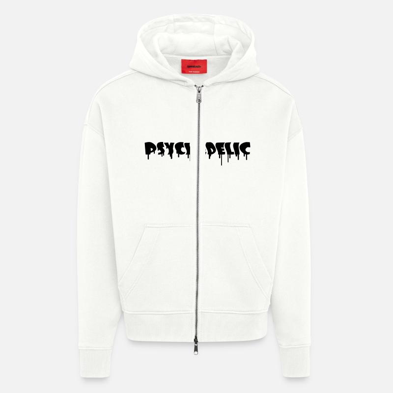 Psychedelic Graffiti - Veste à capuche bio épaisse oversize fabriqué en UE - OFF WHITE