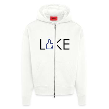 I Like - Gefällt mir - Daumen hoch - Zip Hoodie - made by SPREAD - OFF WHITE - Vorne