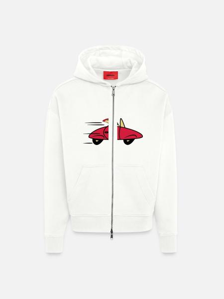 Bil sportsvogne hurtige biler - Heavyweight oversized organic hættejakke made in EU - OFF WHITE