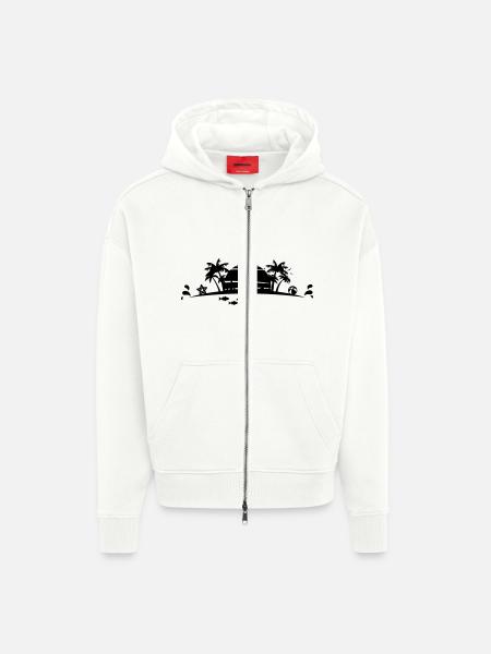 Sommer - Palmen Strand - Zip Hoodie - made by SPREAD - OFF WHITE