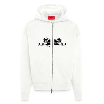 Sommer - Palmen Strand - Zip Hoodie - made by SPREAD - OFF WHITE - Vorne