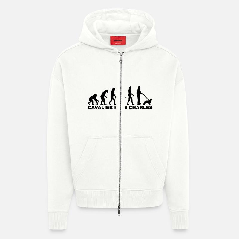 Cavalier King Charles - Veste à capuche bio épaisse oversize fabriqué en UE - OFF WHITE