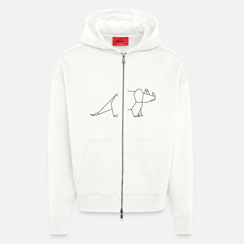 tricertops outline - Zip Hoodie - made by SPREAD - OFF WHITE