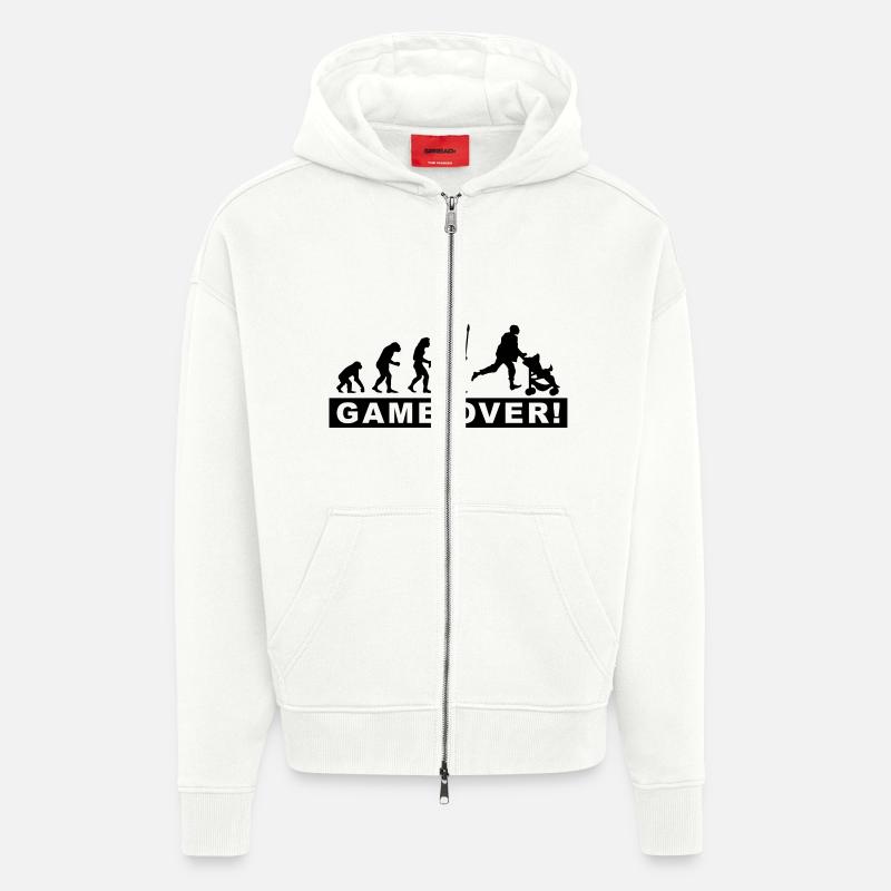 evolution_papa2 - Zip Hoodie - made by SPREAD - OFF WHITE