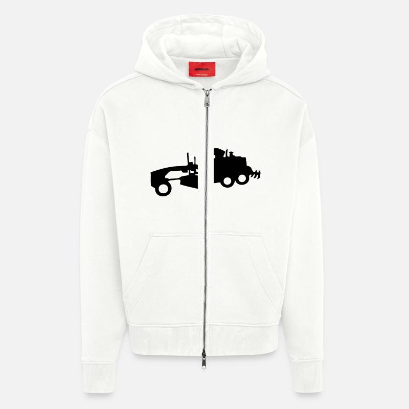 niveleuse grader grading lame bull - Veste à capuche bio épaisse oversize fabriqué en UE - OFF WHITE