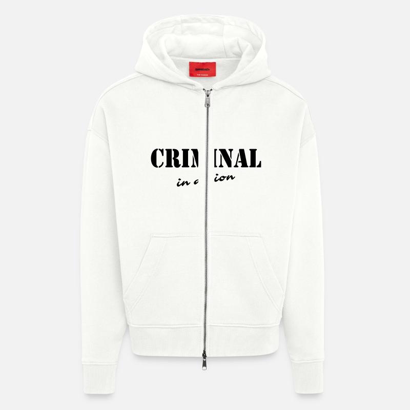 Criminal in action - Veste à capuche bio épaisse oversize fabriqué en UE - OFF WHITE