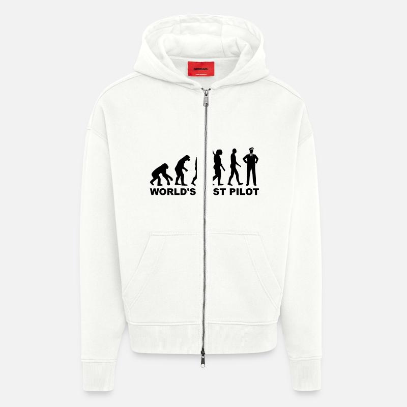 World's Best Pilot - Veste à capuche bio épaisse oversize fabriqué en UE - OFF WHITE