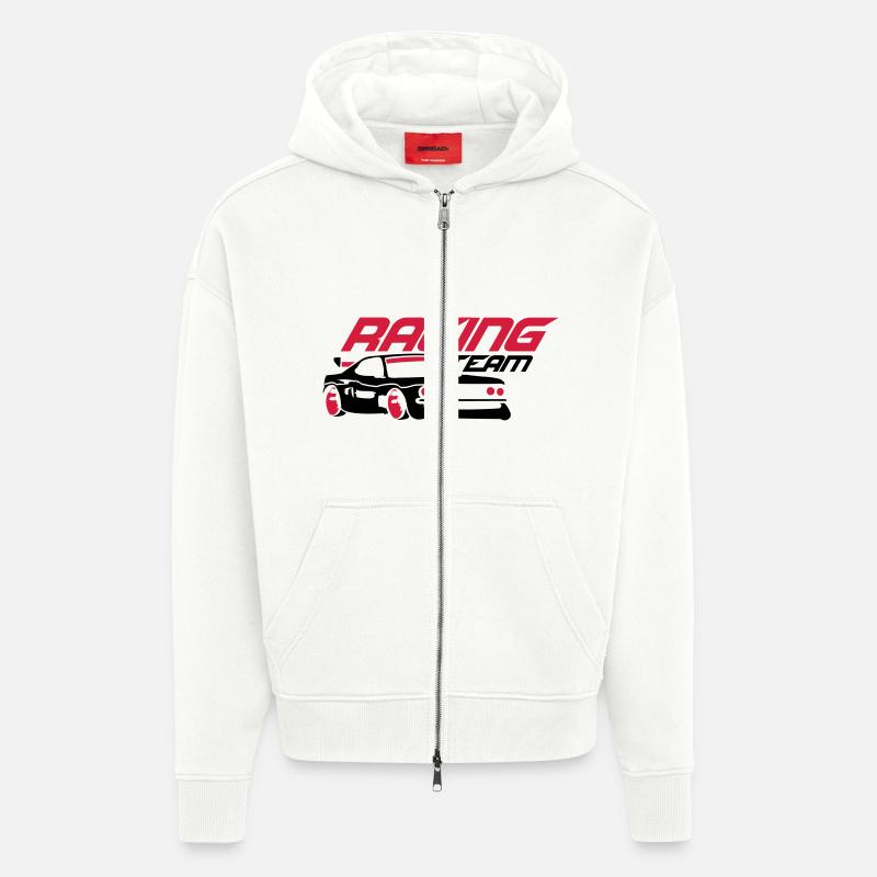 Voiture de l'équipe de course - Veste à capuche bio épaisse oversize fabriqué en UE - OFF WHITE