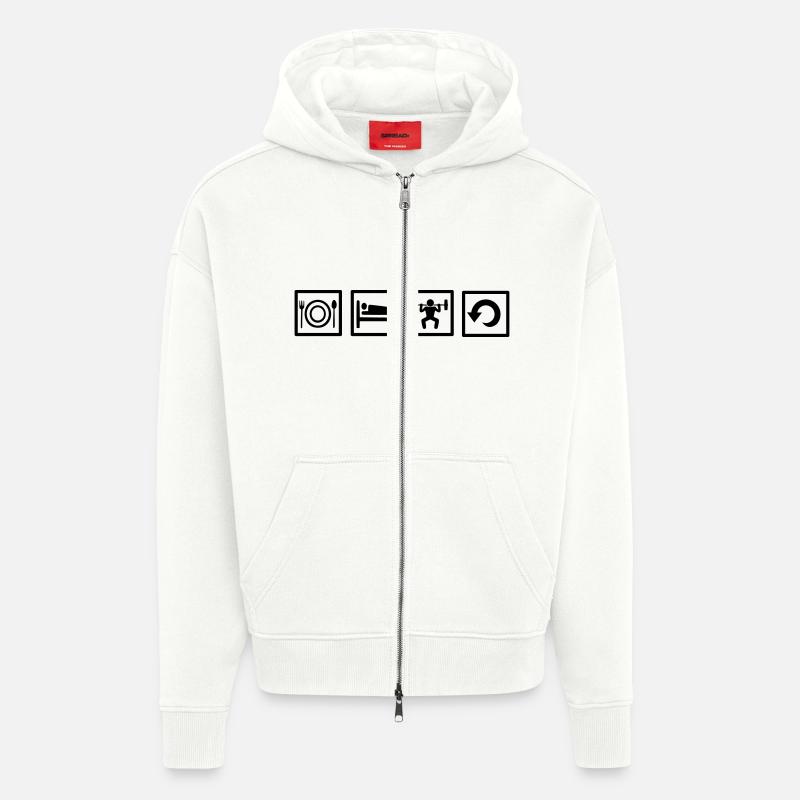 Eat Sleep Train Repeat - Zip Hoodie - made by SPREAD - OFF WHITE