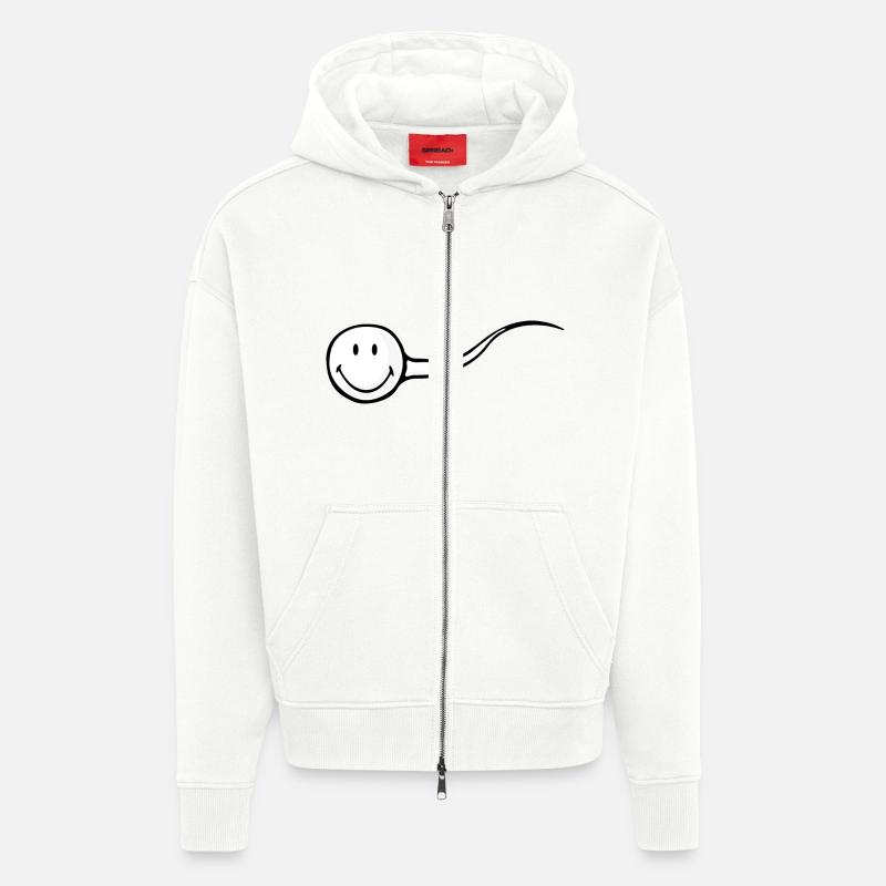 Smiley sæd - Heavyweight oversized organic hættejakke made in EU - OFF WHITE