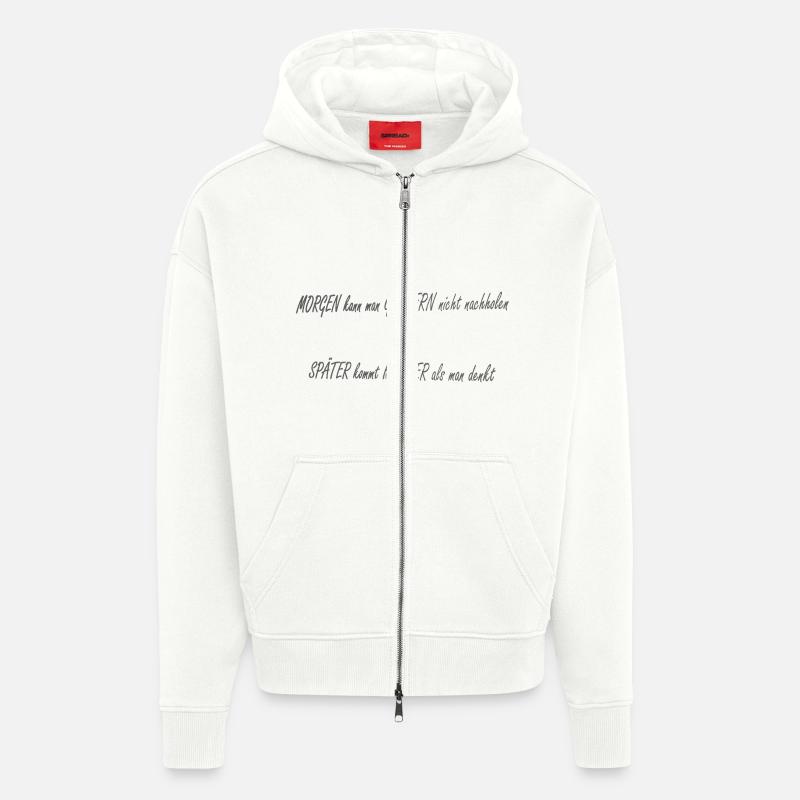 Morgen Gestern Spaeter Frueher2 - Zip Hoodie - made by SPREAD - OFF WHITE