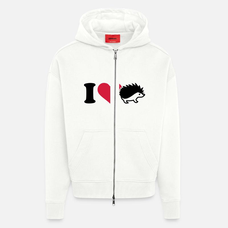 I love Hérisson - Veste à capuche bio épaisse oversize fabriqué en UE - OFF WHITE