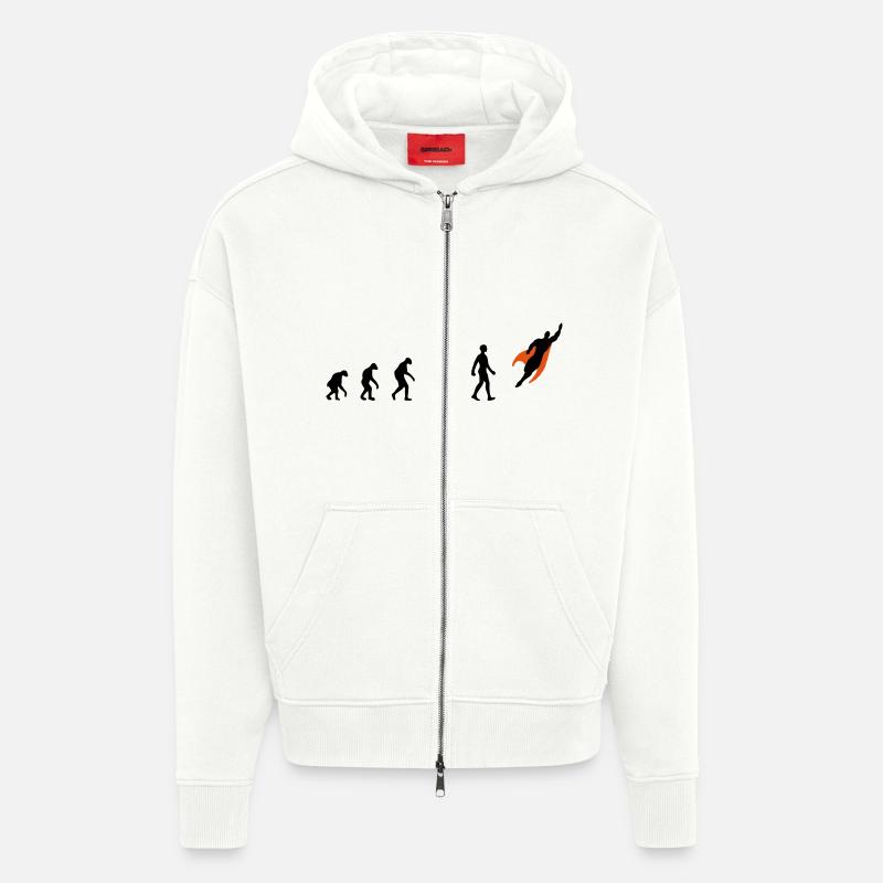 Evolution, super, held, Superhelden, darwin, - Zip Hoodie - made by SPREAD - OFF WHITE