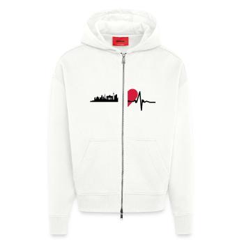 Berlin Skyline Zentral Herz Puls - Zip Hoodie - made by SPREAD - OFF WHITE - Vorne