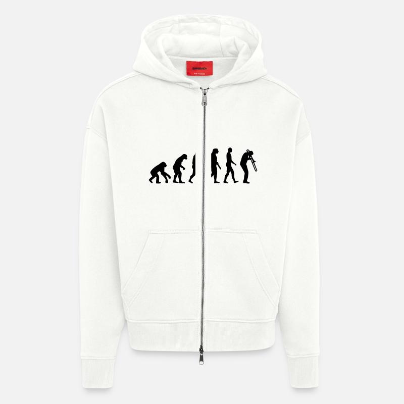 Evolution Trombone - Veste à capuche bio épaisse oversize fabriqué en UE - OFF WHITE