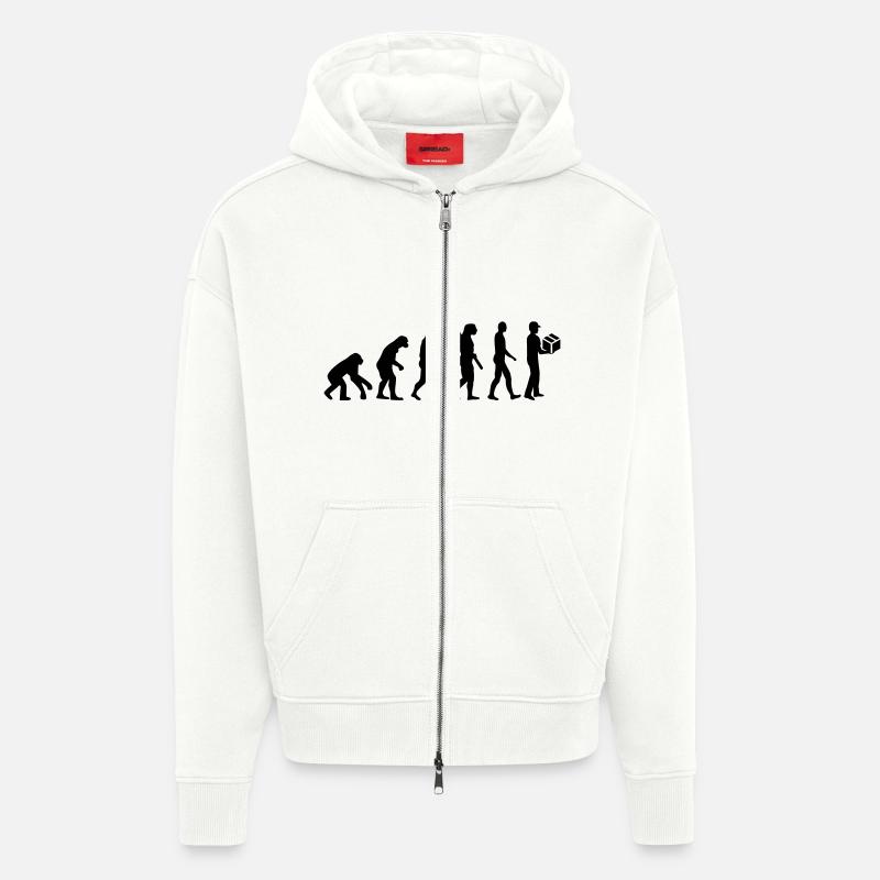 Evolution Messager - Veste à capuche bio épaisse oversize fabriqué en UE - OFF WHITE