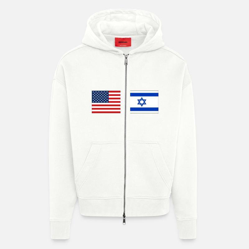 États-Unis, Israël Drapeau - Veste à capuche bio épaisse oversize fabriqué en UE - OFF WHITE