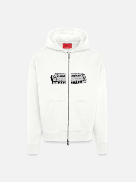 bluesharmonica - Zip Hoodie - made by SPREAD - OFF WHITE