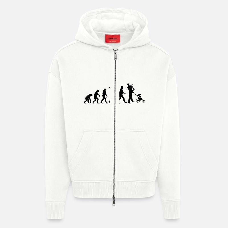 evolution daddy 2 enfants - Veste à capuche bio épaisse oversize fabriqué en UE - OFF WHITE