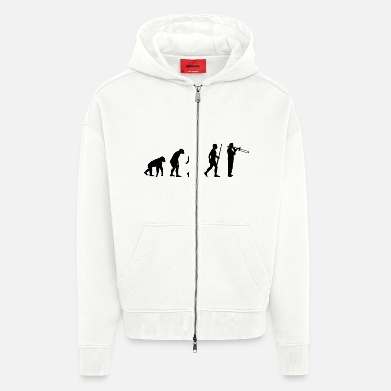 L'évolution du tromboniste - Veste à capuche bio épaisse oversize fabriqué en UE - OFF WHITE