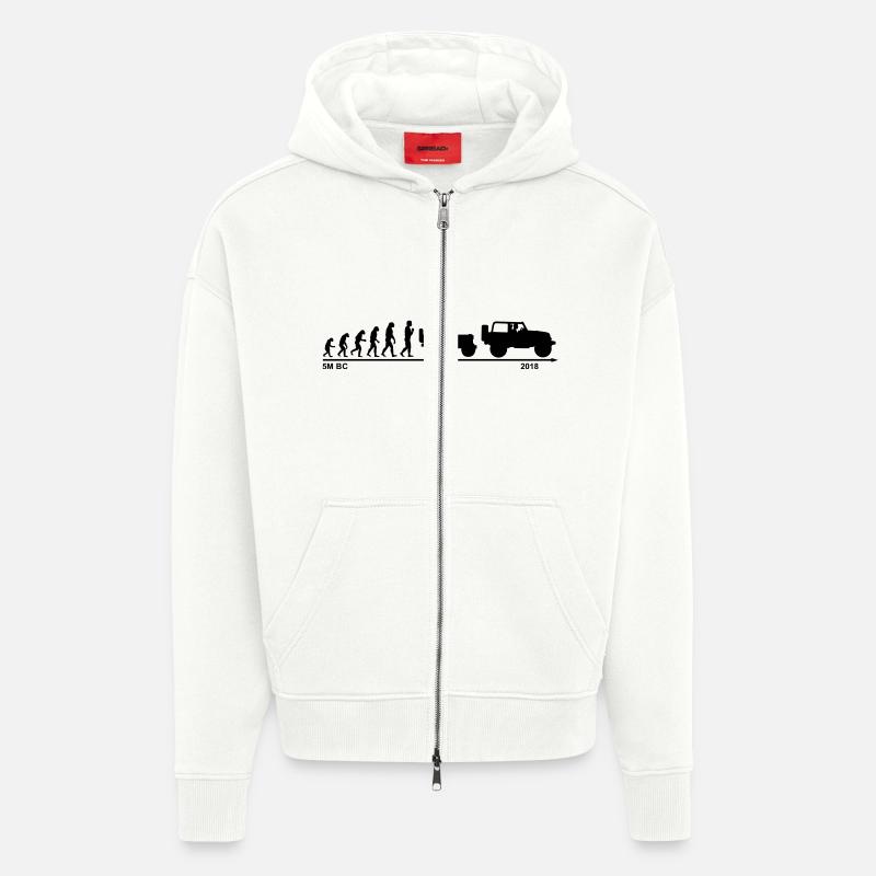 jeep evolution - Zip Hoodie - made by SPREAD - OFF WHITE