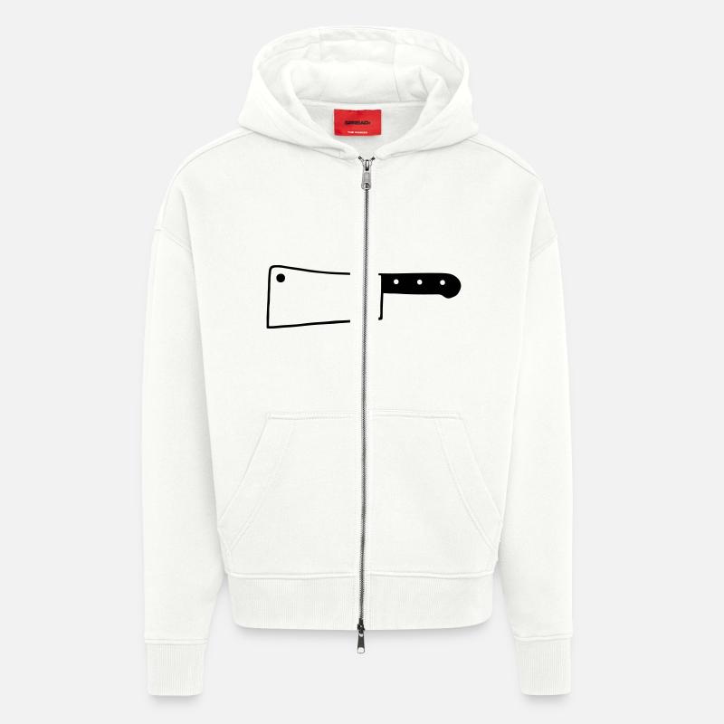 Cleaver - couteau à trancher - Veste à capuche bio épaisse oversize fabriqué en UE - OFF WHITE