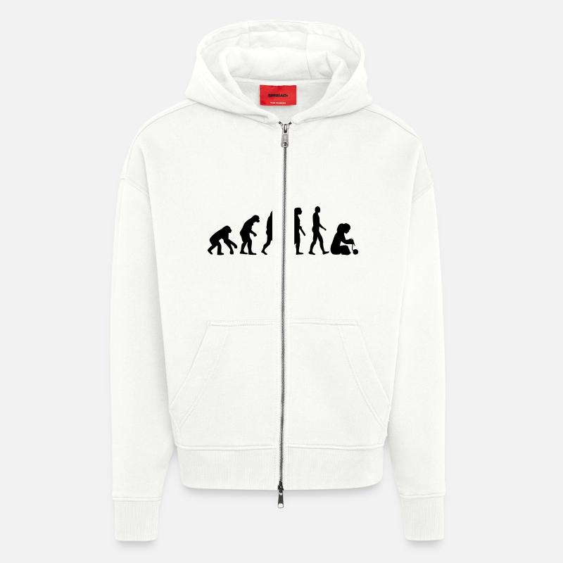 Evolution Tricoter - Veste à capuche bio épaisse oversize fabriqué en UE - OFF WHITE