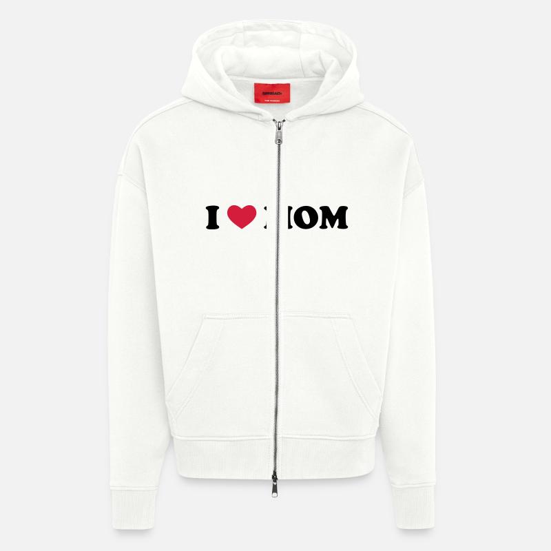 I Love Mom - Veste à capuche bio épaisse oversize fabriqué en UE - OFF WHITE