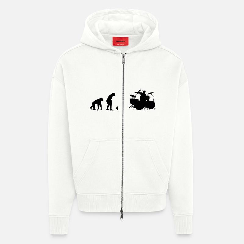 Drummer Evolution - Zip Hoodie - made by SPREAD - OFF WHITE