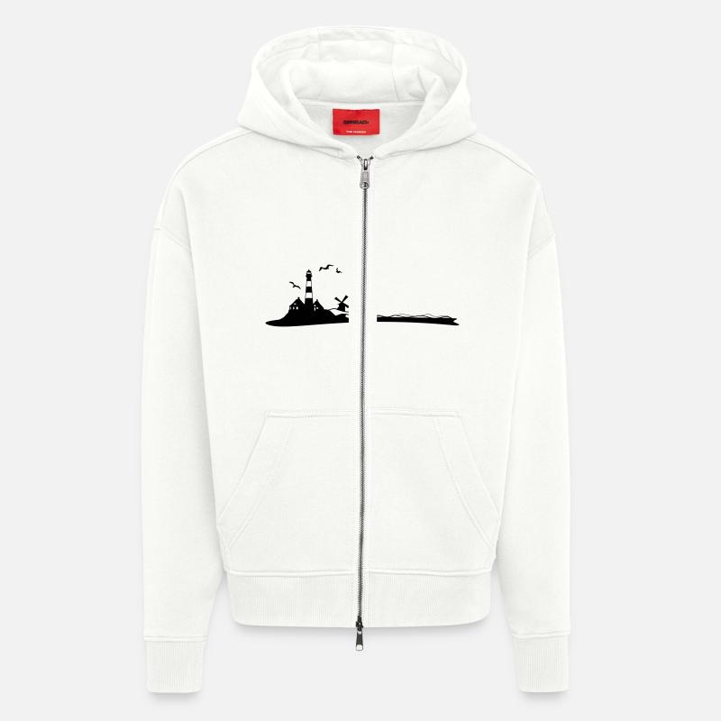 Landschaft - Leuchtturm - Zip Hoodie - made by SPREAD - OFF WHITE