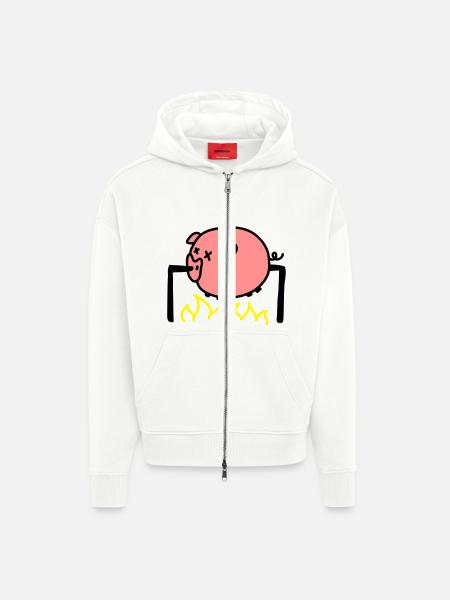 Pork Barbecue - Zip Hoodie - made by SPREAD - OFF WHITE