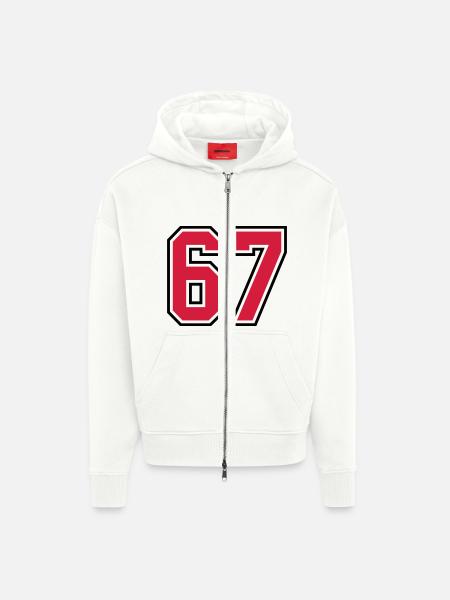 67 sports jersey football number - Zip Hoodie - made by SPREAD - OFF WHITE