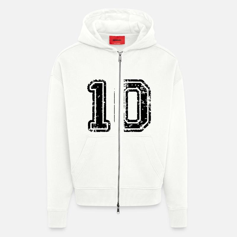 10 - Nummer - Zip Hoodie - made by SPREAD - OFF WHITE