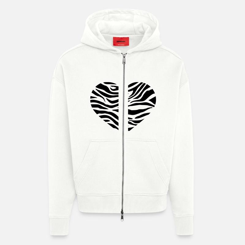 Zèbre - Veste à capuche bio épaisse oversize fabriqué en UE - OFF WHITE