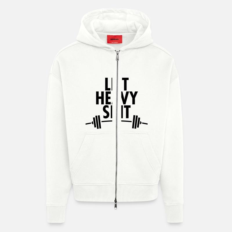 Lift Heavy Shit - Veste à capuche bio épaisse oversize fabriqué en UE - OFF WHITE
