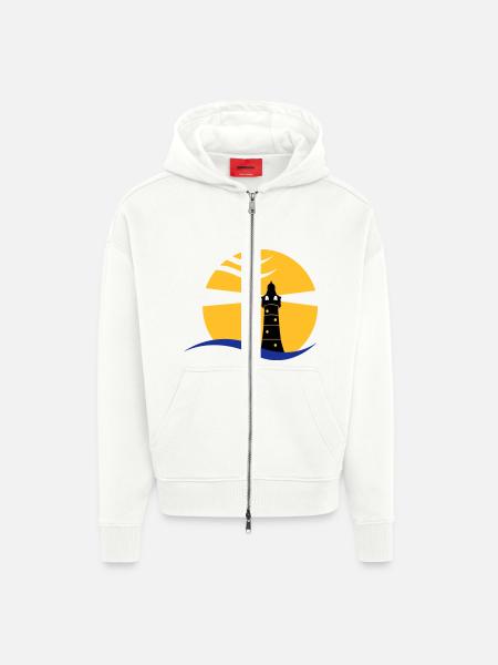 leuchtturm_02 - Zip Hoodie - made by SPREAD - OFF WHITE