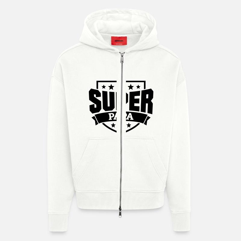 Super Papa - Zip Hoodie - made by SPREAD - OFF WHITE