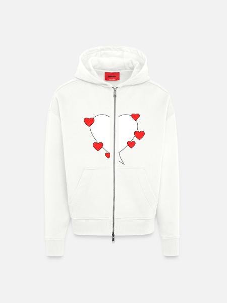 Speech bubble with hearts - Zip Hoodie - made by SPREAD - OFF WHITE