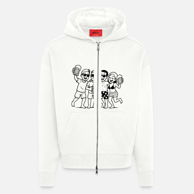 Party Crew Bière Vacances - Veste à capuche bio épaisse oversize fabriqué en UE - OFF WHITE