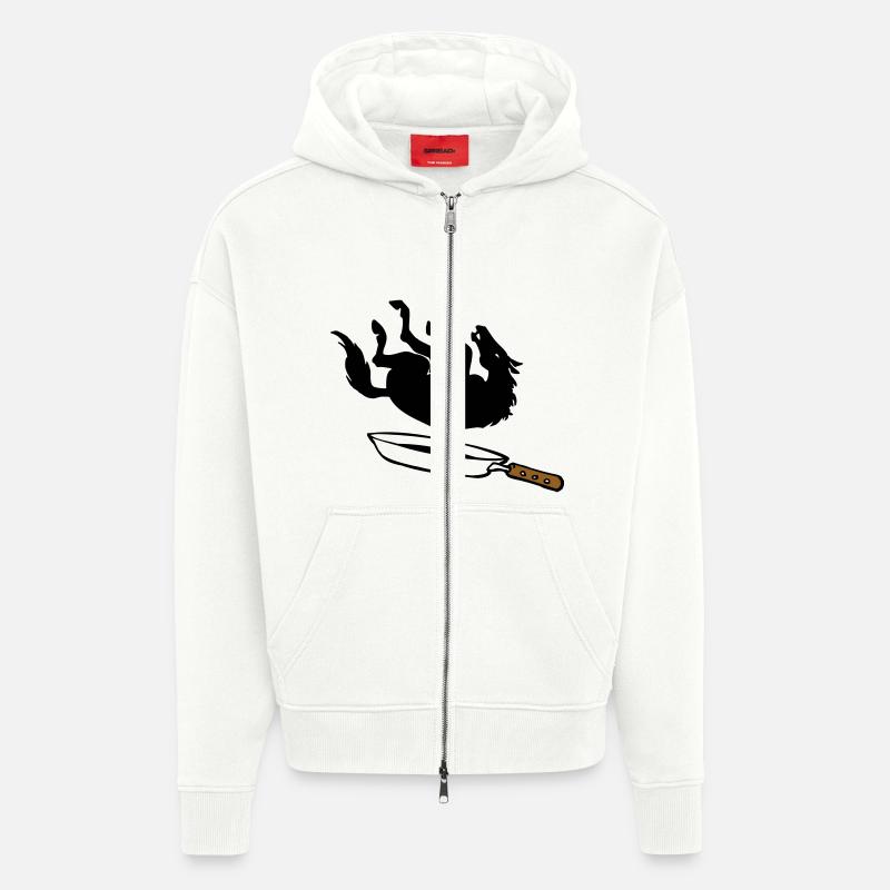 Cheval dans la casserole - Veste à capuche bio épaisse oversize fabriqué en UE - OFF WHITE