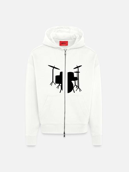 Drums Schlagzeug Drum - Zip Hoodie - made by SPREAD - OFF WHITE