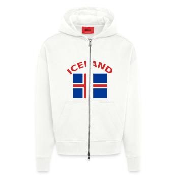 Islande, Islande, drapeau, drapeau - Veste à capuche bio épaisse oversize fabriqué en UE - OFF WHITE - Devant