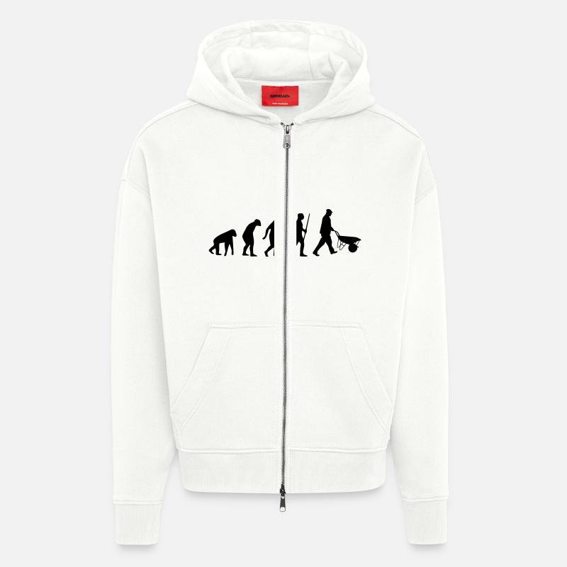 HANDWERKER EVOLUTION (BAUSTELLEN SHIRT) - Zip Hoodie - made by SPREAD - OFF WHITE