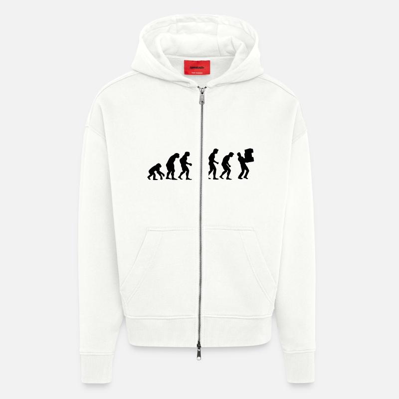 paketzusteller_evolution - Veste à capuche bio épaisse oversize fabriqué en UE - OFF WHITE
